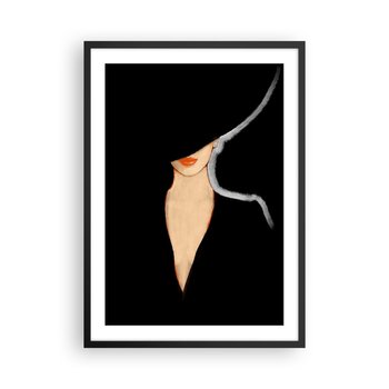 Obraz - Plakat - Elegancja i styl - 50x70cm - Kobieta W Kapeluszu Moda Sztuka - Nowoczesny modny obraz Plakat czarna rama ARTTOR - ARTTOR