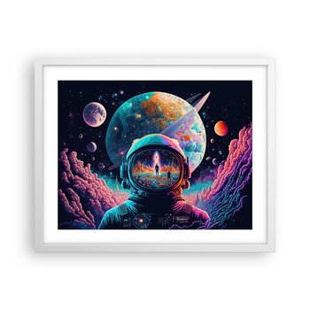 Obraz - Plakat - Filozofom się nie śniło - 50x40cm - Astronauta Futurystyczny Kosmos - Foto Plakaty w ramie koloru białego do Salonu Sypialni ARTTOR - ARTTOR