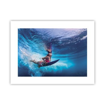 Obraz - Plakat - Głębia radości - 40x30cm - Surfing Kobieta Sport - Foto Plakaty na ścianę bez ramy - Plakat do Salonu Sypialni ARTTOR - ARTTOR