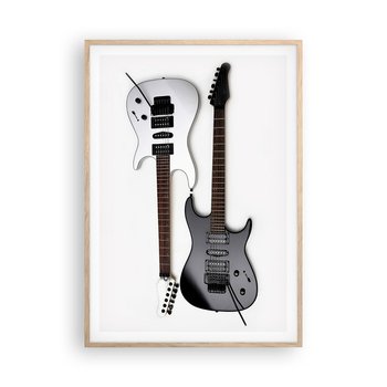 Obraz - Plakat - Harmonia kształtów - 70x100cm - Muzyka Gitara Elektryczna Instrument Muzyczny - Foto Plakaty w ramie koloru jasny dąb do Salonu Sypialni ARTTOR - ARTTOR