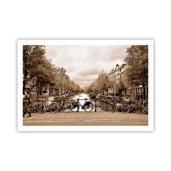 Obraz - Plakat - Holenderskie klimaty - 91x61cm - Miasto Amsterdam Rower - Foto Plakaty na ścianę bez ramy - Plakat do Salonu Sypialni ARTTOR - ARTTOR