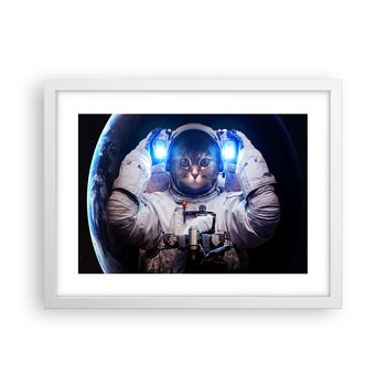 Obraz - Plakat - Houston, macie problem - 40x30cm - Abstrakcja Astronauta Kosmos - Foto Plakaty na ścianę w ramie białej - Plakat do Salonu Sypialni ARTTOR - ARTTOR