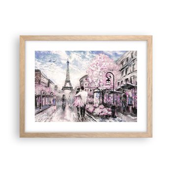 Obraz - Plakat - Jak zakochac się, to tylko w… - 40x30cm - Miasto Wieża Eiffla Paryż - Foto Plakaty na ścianę w ramie jasny dąb - Plakat do Salonu Sypialni ARTTOR - ARTTOR