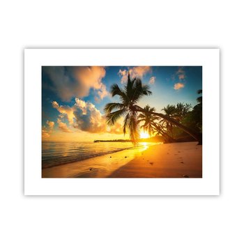Obraz - Plakat - Karaibskie marzenie - 40x30cm - Krajobraz Palma Kokosowa Morze - Foto Plakaty na ścianę bez ramy - Plakat do Salonu Sypialni ARTTOR - ARTTOR