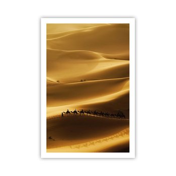Obraz - Plakat - Karawana na falach pustyni - 61x91cm - Krajobraz Afryka Pustynia - Foto Plakaty na ścianę bez ramy - Plakat do Salonu Sypialni ARTTOR - ARTTOR
