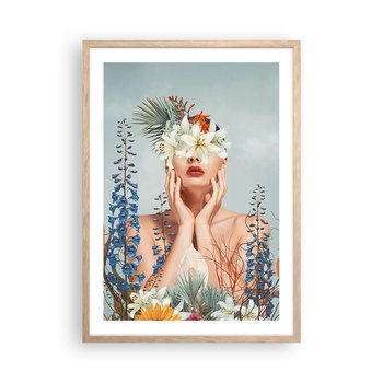 Obraz - Plakat - Kobieta – kwiat - 50x70cm - Abstrakcja Kobieta Kwiaty - Nowoczesny modny obraz Plakat rama jasny dąb ARTTOR - ARTTOR