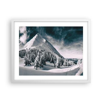 Obraz - Plakat - Kraina śniegu i lodu - 50x40cm - Krajobraz Góry Las - Foto Plakaty w ramie koloru białego do Salonu Sypialni ARTTOR - ARTTOR