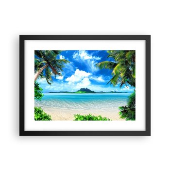 Obraz - Plakat - Lazur tropików - 40x30cm - Krajobraz Ocean Plaża - Foto Plakaty na ścianę w czarnej ramie - Plakat do Salonu Sypialni ARTTOR - ARTTOR