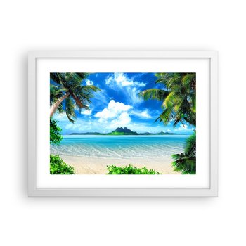 Obraz - Plakat - Lazur tropików - 40x30cm - Krajobraz Ocean Plaża - Foto Plakaty na ścianę w ramie białej - Plakat do Salonu Sypialni ARTTOR - ARTTOR