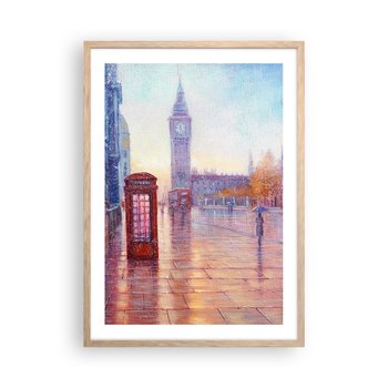 Obraz - Plakat - Londyński jesienny dzień - 50x70cm - Miasto Londyn Architektura - Nowoczesny modny obraz Plakat rama jasny dąb ARTTOR - ARTTOR