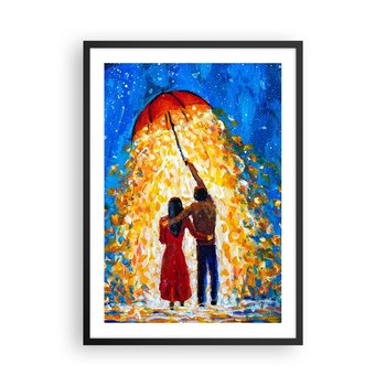 Obraz - Plakat - Magia deszczowego wieczoru? - 50x70cm - Romantyczny Para Miłość - Nowoczesny modny obraz Plakat czarna rama ARTTOR - ARTTOR