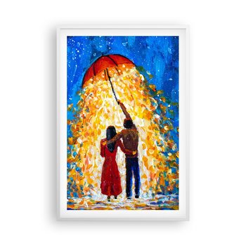 Obraz - Plakat - Magia deszczowego wieczoru? - 61x91cm - Romantyczny Para Miłość - Foto Plakaty na ścianę w ramie białej - Plakat do Salonu Sypialni ARTTOR - ARTTOR