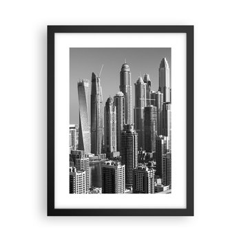 Obraz - Plakat - Miasto nad pustynią - 30x40cm - Architektura Miasto Dubaj - Foto Plakaty na ścianę w czarnej ramie - Plakat do Salonu Sypialni ARTTOR - ARTTOR