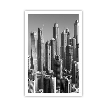 Obraz - Plakat - Miasto nad pustynią - 61x91cm - Architektura Miasto Dubaj - Foto Plakaty na ścianę bez ramy - Plakat do Salonu Sypialni ARTTOR - ARTTOR