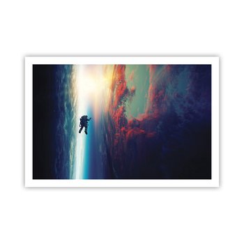 Obraz - Plakat - Mierzyć się ze wszechświatem - 91x61cm - Abstrakcja Astronauta Kosmos - Foto Plakaty na ścianę bez ramy - Plakat do Salonu Sypialni ARTTOR - ARTTOR