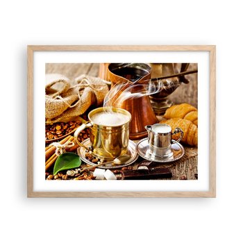Obraz - Plakat - Miłego dnia! - 50x40cm - Kawa Gastronomia Kuchnia - Foto Plakaty w ramie koloru jasny dąb do Salonu Sypialni ARTTOR - ARTTOR