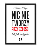 Obraz plakat na ścianę do pokoju z cytatem w ramie Victor Hugo czerwony akcent czarna rama 32x42 cm