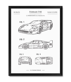 Obraz plakat na ścianę samochód samochody Ferrari F40 prezent dla taty ojca 32x42 cm - iWALL studio