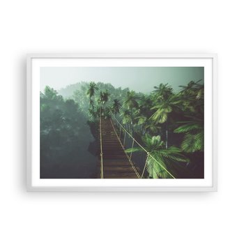 Obraz - Plakat - Nad kipielą zieleni - 70x50cm - Krajobraz Dżungla Palma Kokosowa - Nowoczesny modny obraz Plakat rama biała ARTTOR - ARTTOR