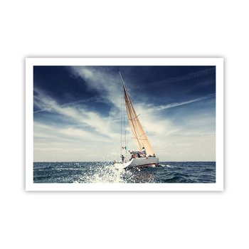 Obraz - Plakat - Nas nie dogonią! - 91x61cm - Żaglówka Ocean Jacht Żaglowy - Foto Plakaty na ścianę bez ramy - Plakat do Salonu Sypialni ARTTOR - ARTTOR