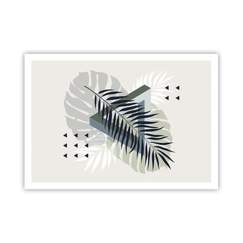 Obraz - Plakat - Natura i geometria – dwa porządki? - 100x70cm - Monstera Liść Liść Palmy Grafika - Foto Plakaty bez ramy na ścianę do Salonu Sypialni ARTTOR - ARTTOR