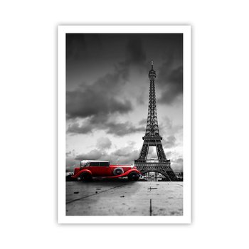 Obraz - Plakat - Nie tak dawno w Paryżu - 61x91cm - Motoryzacja Wieża Eiffla Paryż - Foto Plakaty na ścianę bez ramy - Plakat do Salonu Sypialni ARTTOR - ARTTOR
