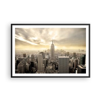 Obraz - Plakat - Nowy Jork utkany z szarości - 91x61cm - Miasto Nowy Jork Manhattan - Foto Plakaty na ścianę w czarnej ramie - Plakat do Salonu Sypialni ARTTOR - ARTTOR