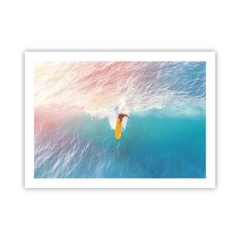 Obraz - Plakat - Oceaniczny jeździec - 70x50cm - Surfing Fala Morska Morze - Nowoczesny modny obraz Plakat bez ramy do Salonu Sypialni ARTTOR - ARTTOR