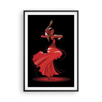 Obraz - Plakat - Ognisty duch flamenco - 61x91cm - Tancerka Flamenco Taniec - Foto Plakaty na ścianę w czarnej ramie - Plakat do Salonu Sypialni ARTTOR - ARTTOR