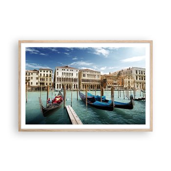 Obraz - Plakat - Pałace w błękicie - 91x61cm - Miasto Wenecja Architektura - Foto Plakaty na ścianę w ramie jasny dąb - Plakat do Salonu Sypialni ARTTOR - ARTTOR