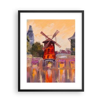 Obraz - Plakat - Paryskie ikony – Moulin Rouge - 40x50cm - Paryż Wiatrak Moulin Rouge - Foto Plakaty w ramie koloru czarnego do Salonu Sypialni ARTTOR - ARTTOR