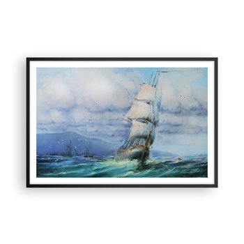 Obraz - Plakat - Pomyślnych wiatrów - 91x61cm - Żaglowiec Morze Żeglarstwo - Foto Plakaty na ścianę w czarnej ramie - Plakat do Salonu Sypialni ARTTOR - ARTTOR