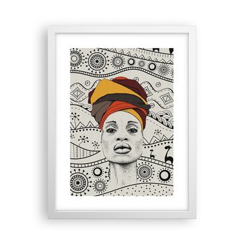 Obraz - Plakat - Portret afrykański - 30x40cm - Afryka Kobieta Turban - Foto Plakaty na ścianę w ramie białej - Plakat do Salonu Sypialni ARTTOR - ARTTOR