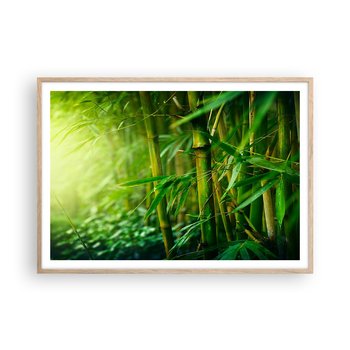 Obraz - Plakat - Poznać zieleń samą w sobie - 100x70cm - Roślina Bambus Dżungla - Foto Plakaty w ramie koloru jasny dąb do Salonu Sypialni ARTTOR - ARTTOR