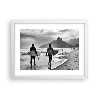 Obraz - Plakat - Samba na jedną falę - 40x30cm - Surfer Brazylia Morze - Foto Plakaty na ścianę w ramie białej - Plakat do Salonu Sypialni ARTTOR - ARTTOR