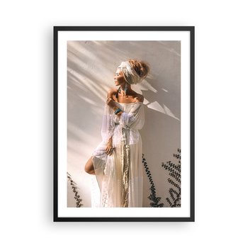 Obraz - Plakat - Słońce i dziewczyna - 50x70cm - Kobieta Boho Moda - Nowoczesny modny obraz Plakat czarna rama ARTTOR - ARTTOR