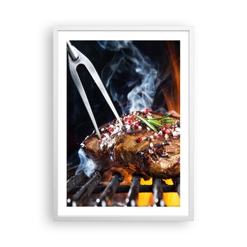 Obraz - Plakat - Soczyste i wonne - 50x70cm - Gastronomia Stek Grill - Nowoczesny modny obraz Plakat rama biała ARTTOR - ARTTOR