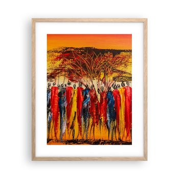 Obraz - Plakat - Tam, tam, tam tam idą - 40x50cm - Sztuka Ludzie Afryka - Foto Plakaty w ramie koloru jasny dąb do Salonu Sypialni ARTTOR - ARTTOR
