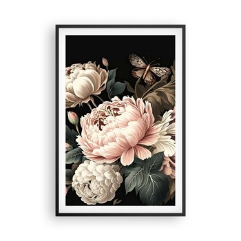 Obraz - Plakat - W barokowym stylu - 61x91cm - Botanika Kwiaty Shabby Chic - Foto Plakaty na ścianę w czarnej ramie - Plakat do Salonu Sypialni ARTTOR - ARTTOR