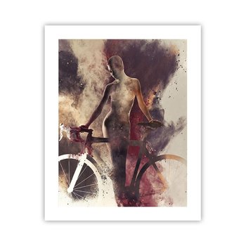 Obraz - Plakat - W marmurowych kształtach rowerowa dusza - 40x50cm - Abstrakcja Kobieta Rower - Foto Plakaty bez ramy do Salonu Sypialni ARTTOR - ARTTOR