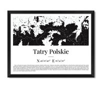 Obraz plakat w ramie na ścianę mapa gór góry Tatry Tatr czarna rama 42x32 cm