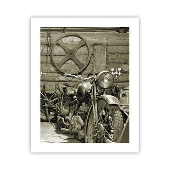 Obraz - Plakat - W szopie wuja Władka - 40x50cm - Motocykl Warsztat Samochodowy Vintage - Foto Plakaty bez ramy do Salonu Sypialni ARTTOR - ARTTOR