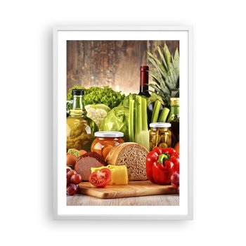 Obraz - Plakat - Wędzone, pieczone, marynowane - 50x70cm - Gastronomia Warzywa Owoce - Nowoczesny modny obraz Plakat rama biała ARTTOR - ARTTOR