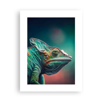 Obraz - Plakat - Widzisz mnie? Niedobrze… - 30x40cm - Kameleon Zwierzęta Gad - Foto Plakaty na ścianę bez ramy - Plakat do Salonu Sypialni ARTTOR - ARTTOR