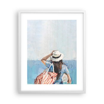 Obraz - Plakat - Witaj na wakacjach - 40x50cm - Plaża Kobieta Marynistyczny - Foto Plakaty w ramie koloru białego do Salonu Sypialni ARTTOR - ARTTOR