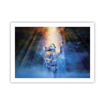 Obraz - Plakat - Wreszcie u celu - 70x50cm - Abstrakcja Astronauta Kosmos - Nowoczesny modny obraz Plakat bez ramy do Salonu Sypialni ARTTOR - ARTTOR