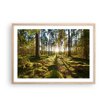 Obraz - Plakat - …Za siedmioma lasami - 70x50cm - Krajobraz Las Natura - Nowoczesny modny obraz Plakat rama jasny dąb ARTTOR - ARTTOR