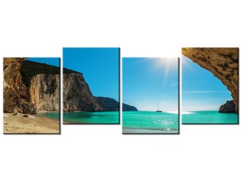 Obraz Plaża Porto Katsiki, 4 elementy, 120x45 cm - Oobrazy