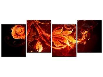 Obraz Płomienne kwiaty, 4 elementy, 120x45 cm - Oobrazy