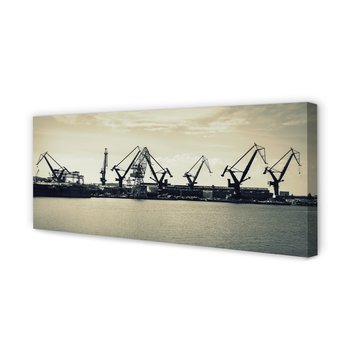 Obraz płótno TULUP Gdańsk Stocznia żurawie rzeka, 125x50 cm - Tulup